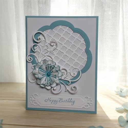 Scrapbooking Die-Cuts, Layer Frame Net Set Metal Cutting Dies for Card Making, Paper Craft Template, Background Embossing Stencils, DIY Album Décor (Curved Flower Vines-13x9.8cm)