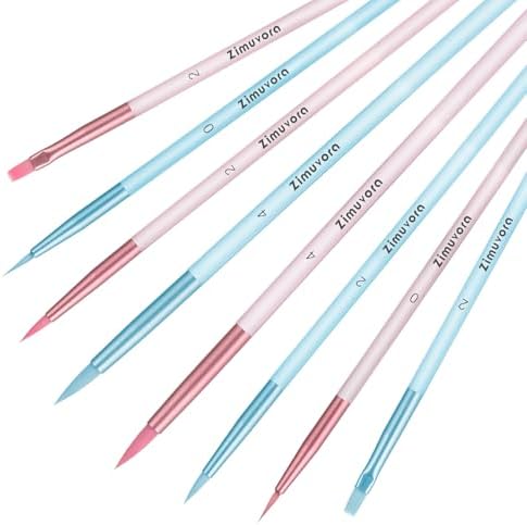 8pcs Fine Detail Paint Brush Set, Small Miniature Fine Tip Detail Brushes Kit for Acrylic Oil Watercolor, Miniatures, Models, Paint by Numbers, Rock Painting (Pink and Blue)