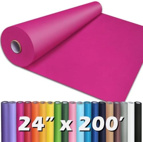 PerkHomy 24" x 2,400" (200') Rose Red Kraft Paper Roll for Craft Bulletin Board Paper Art Table Covering Crafting Gift Wrapping Bouquet Packing Parcel 80GSM 55LB (Rose Red, 24" x 200')