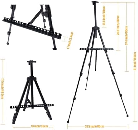 MXG Aluminum Art Easel,Professional Black Display Easel for Painting&Sign