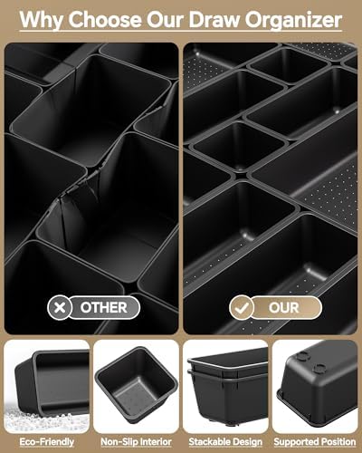 KEMETHY 25 PCS Plastic Drawer Organizers Set, 4 Sizes Vanity Organizer