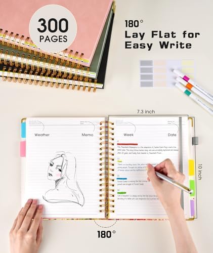 Hardcover Spiral Notebook journal with Removable Dividers Tabs, 300 Pages 5 Subject Notebook College Ruled, 100GMS Notebooks for Work School Note taking,Lined Journal for Women,Colorful Tree of Life
