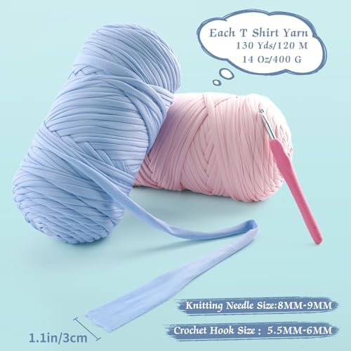 T-Shirt Yarn for Crochet - 400g/131 Yards Elastic Fabric Crochet Cloth - Denim Blue