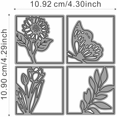 Scrapbooking Die-Cuts, Layer Frame Net Set Metal Cutting Dies for Card Making, Paper Craft Template, Background Embossing Stencils, DIY Album Décor (Flower butterfly-10.9x10.9cm)