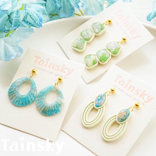 Tainsky 18 Shapes Embedded Polymer Clay Cutters - Gem Clay Jewelry Making Tools, Earring Cutters (A)