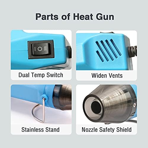 LDK Mini Heat Gun, 300W 2-Temp Settings Fast Heat Hot Air Gun | 392℉ & 662℉ Multi-Purpose Electric Heating Tools Shrink Pen for Crafts, Shrinking PVC, DIY, Embossing, Candle Making