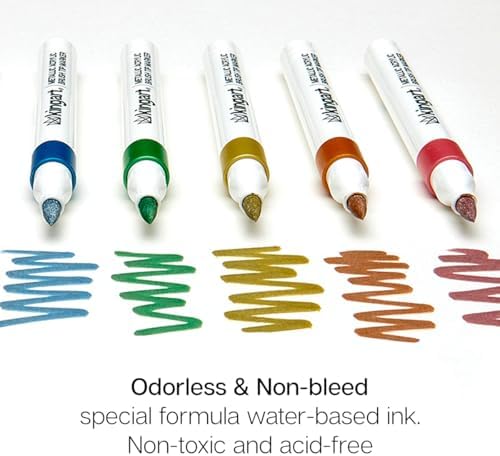 KINGART 24 Metallic Colors Acrylic Paint Markers, Brush Tip Pens for Stone, Wood, Calligraphy, Canvas, Ceramic, Metal, Glass, Rock Painting, DIY Crafts Art Supplies Kit