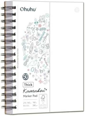 Ohuhu 5.5"x8.5" Double-Sided Bleedproof Marker Pad Art Sketchbook 50 Sheets