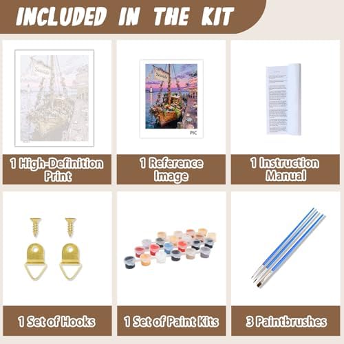 XTCIXAL Paint by Numbers Kit for Adults, Sailboat, 16X20 Inch