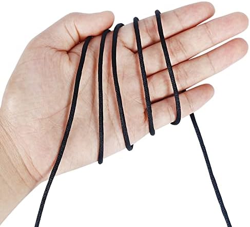 Tenn Well 3mm Satin Cord, 328 Feet Silky Nylon Rattail Cord for Macrame Projects, Dream Catchers, Chinese Knotting, Arts and Crafts Black