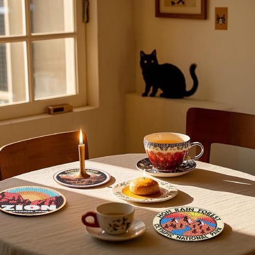 8 Pcs National park Diamond Art Coasters Kits,Diamond Painting Coasters ﻿ ﻿