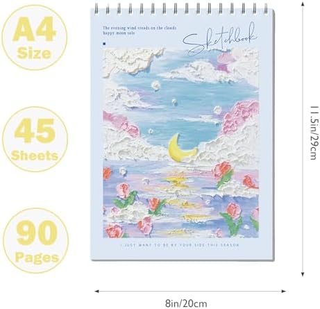 EOREA Blue Cover Cute Spiral Sketchbook 8x11.5 Drawing Pad