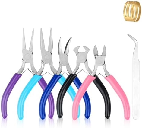 5 Pcs Jewelry Making Pliers Tools, Needle/Round/Chain/Bent/Zipper Pliers