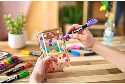 Crayola Bullet Tip Acrylic Paint Markers (10ct), Adult Coloring Marker Set, Coloring Book Art Supplies, For Drawing, Journaling & Construction Paper Crafts