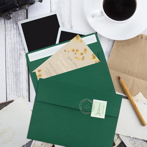70 Packs of Invitation Envelopes, A2 Dark Green Postcard Envelopes for 4.5x5.5 Cards for Invitations, Self Seal for Photos RSVP, Greeting Cards