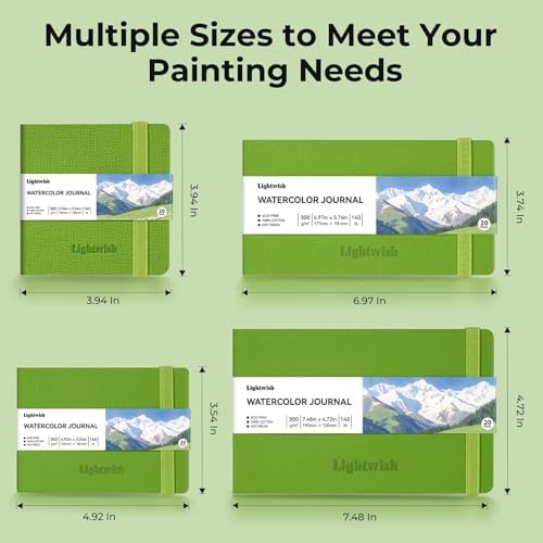 Watercolor Journal - 100% Cotton Hot Press Paper | 20 Sheets 40 Pages | 300GSM (140lb) | PU Leather Cover Watercolor Sketch Books for Artists Painting,Mixed Media 3.9 in x 3.9 in