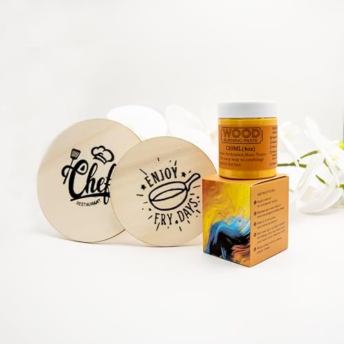 DGAGA 3*4OZ Wood Burning Paste Wood Burning Gel for Heat Gun Heat Activated Paste for Craft Chalk Paste for Wood Burning Ecthing Cream & Screen Printing Squeegee Chalk Paint Pen on Wooden,Canvas,Denim