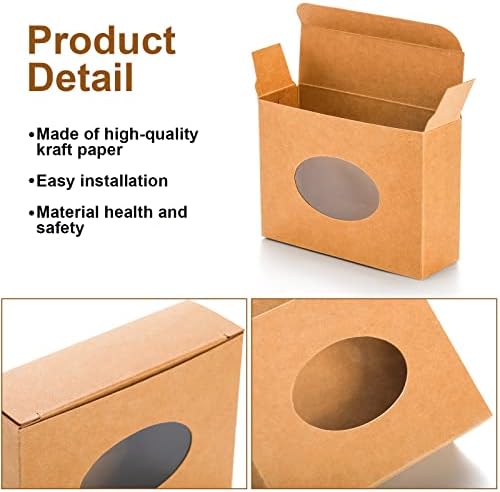 SOUJOY 100Pcs Soap Boxes with Window, Rectangle Kraft Box for Handmade Soap | Bulk Quantity Boxes with Clear Window for Business, Easy to Assemble, Perfect for Soap, Bakery, Candy, Jewelry, Treats