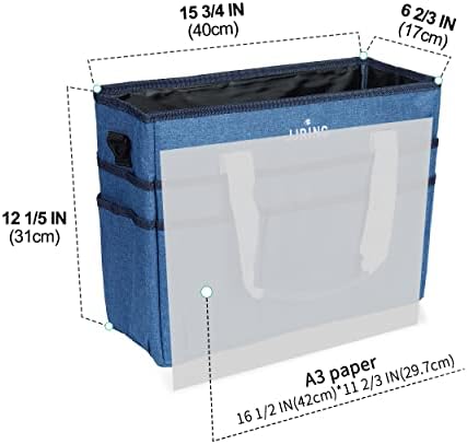 JJRING Craft Organizer Tote Bag Large Art Storage Caddy Blue | With Multiple Pockets For Sewing, Scrapbooking, School, Medical, And Office Supplies
