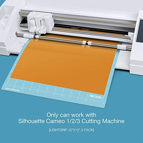 Cutting Mat for Silhouette Cameo 3/2/1 (Light-Grip,12x12 inch 3pack) Adhesive&Sticky Non-Slip Flexible Square Gridded Blue Cut Mats Replacement Accessories Set Matts Vinyl Craft Sewing