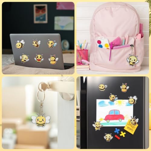 Bulerrylulu 9 Pcs Bee Diamond Painting Magnets Kits Cat Fridge Magnet Stickers Diamond Art Painting Keychains Gem Painting kit for Beginners Adults DIY Art Craft Gifts Home Decors