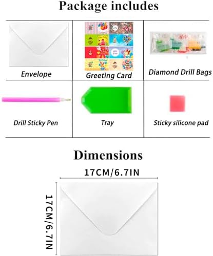 Diamond Art Painting Happy Birthday Cards, 8 Packs 5D Diamond Greeting Cards Kits for Adults DIY Diamond Art Birthday Cards with Envelopes Birthday Gifts for Families, Friends, Partners