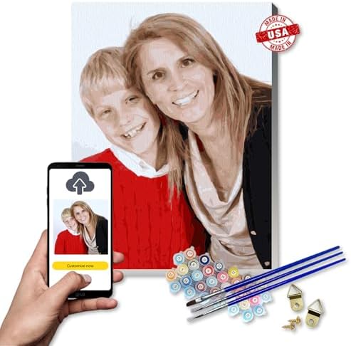Custom Paint by Numbers kit for Adults - Personalized Paint by Numbersfor Beginner Customized DIY Paint by Numbers from Photo Oil Painting on Canvas Home Wall Decor Special Handmade Gift (E:20×20 in)