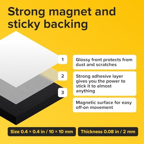 Pre-Cut Adhesive Magnetic Tape Squares, 0.4"x0.08" (10x2mm), 300 pcs