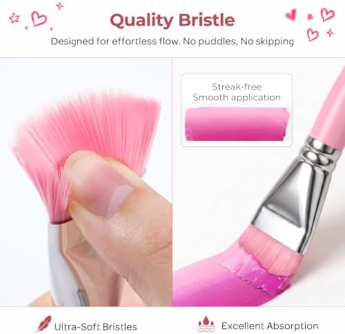 Nicpro 12pcs Face Paint Brushes Set, Soft Face Painting Brushes Pink