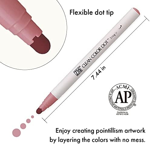 Kuretake CLEAN COLOR DOT Single Mild Smoky 6 colors set, Flexible dot tip marker, for Journals, Crafts, Illustration, Lettering, Planners, for Adult, Kids, Made in Japan