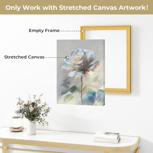 Venusmiles Canvas Frame 8x10 Frame for Canvas Painting Floating for 1" Deep, Floater for Canvas Artist Panel Oil Painting Wall Art Décor, Vertical or Horizontal Picture Wall Decor, Gold