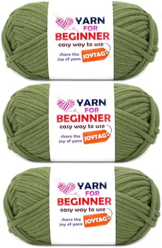 Army Green Yarn for Crocheting and Knitting Cotton Crochet Knitting Easy Yarn for Beginners Crochet Kit(3x50g)