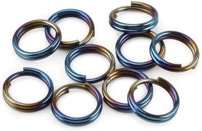 10Pcs Titanium Alloy Split Key Rings, Mini Keyrings Keychain, Bluing 10mm