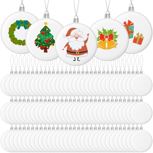 Zubebe 100 Pcs 4 Inch Christmas Blank White Ball Ornaments
