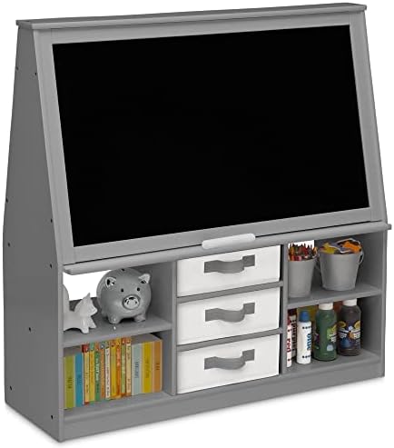 Delta Children at-Home Artist Center - Deluxe Double-Sided Easel and Storage Unit, Grey