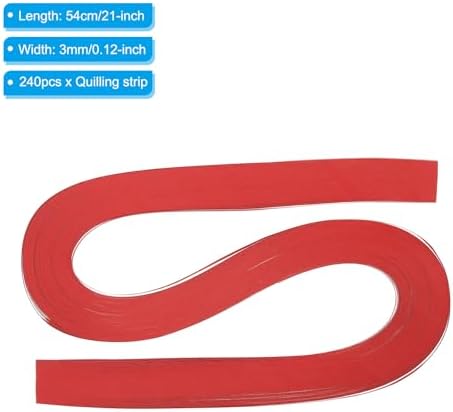 PATIKIL 240pcs Quilling Strips Paper 1/8"(3mm) 21"(54cm) Origami Paper Quilling Strip for Art DIY Hand Craft Christmas, Bright Red