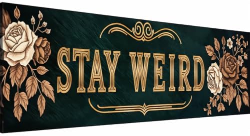 CraftBliss 5D Large Diamond Painting Kit, Stay Weird Retro Floral Long Wall Art, 30x80cm (12x32 inch) Horizontal Diamond Art for Adults, Vintage Flower Gem Art for Living Room Bedroom Home Decor