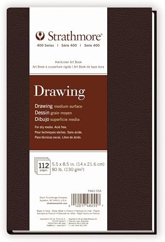 Strathmore 400 Series Drawing Paper Art Book, Matte Brown Cover, Cream White, Hardbound, 56 Sheets, 5.5x8.5 inch
