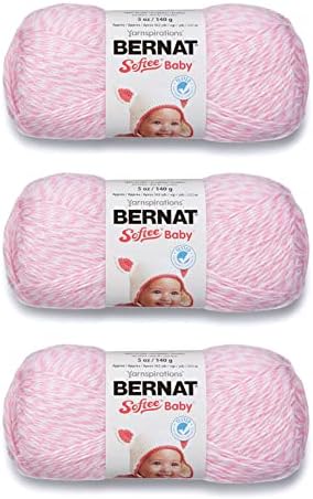 Bernat Softee Baby Yarn for Crocheting Soft, Pink Marl, 3-Pack