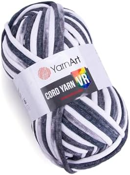 YarnArt Cord Rainbow Yarn - Cotton Polyester Crocheting and Knitting Yarn - Home Decoration Yarn for Baskets, Doormats, Rugs, Supla, Cushions, Blankets, Bags,Super Bulky #6, (1 Skein) (910)