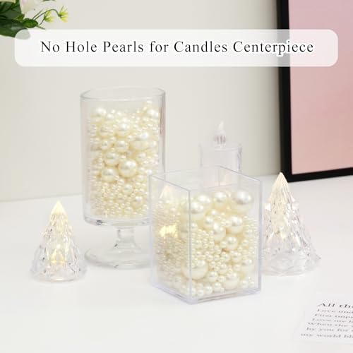 2200PCS Pearls for Crafting, Ivory No Hole Beads for Centerpieces Vases, 9 Sizes Bulk Fake Pearls Beads for Vase Filler, Candles Centerpiece, DIY Crafts, Jewelry Making (4/6/8/10/12/14/16/18/20mm)