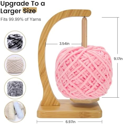Yarn Holder for Crocheting and Knitting - Magnetic Wooden Yarn Holder Spinner, Ideal for Crochet Accessories, Knitting Accessories, Cool Gifts for Crocheters and Knitting Lovers （Natural）