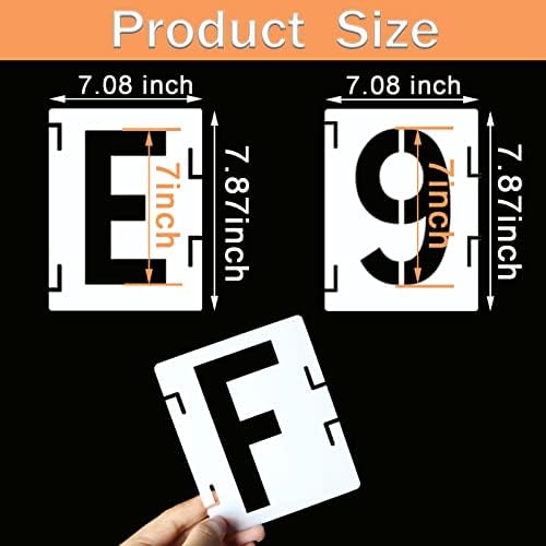 7 Inch Letter Stencils Symbol Numbers Craft Stencils, 42 Pcs Reusable Alphabet Templates Interlocking Stencil Kit for Painting on Wood, Wall, Fabric, Rock, Sign, DIY Art Projects (7 inch)