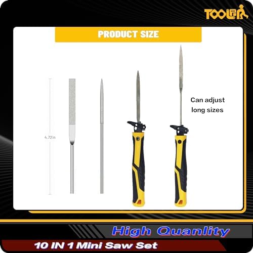 TOOLAN: 10-In-1 Model Craft Hand Saw & File Set. DIY Mini Razor Saw&File Kit for Handcrafted, Modeling, Plastic, and Other Fine Cutting, Reliable Blade Quick Change Mechanism