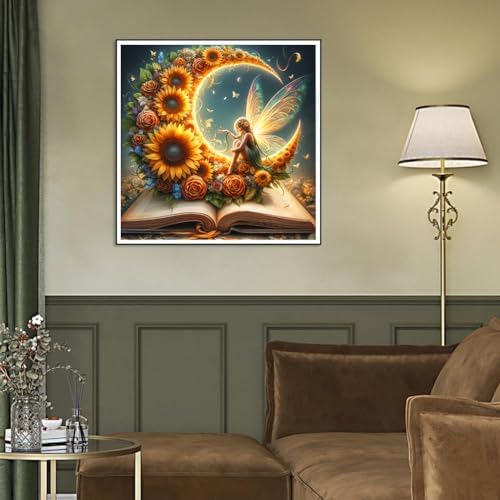 Ekuxom Fairy Diamond Painting Kits for Adults-Moon Fairy Diamond Painting