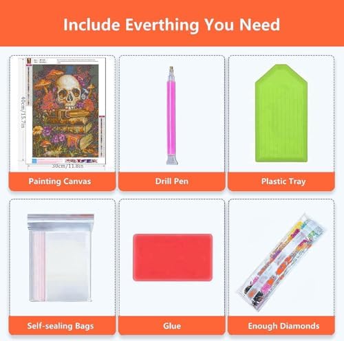 Axquilon Skull Diamond Art Kits for Adults 12x16 inch