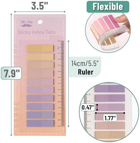 Mr. Pen- Colorful Sticky Tabs, 1600 pcs, Translucent Page Markers