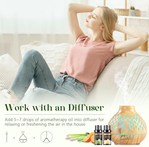 Essential Oils Set - 12 Pcs Organic Aromatherapy Essential Oil Kit for Diffuser, Humidifier, Aromatherapy, Massage, Soap, Candle Making (5mL)