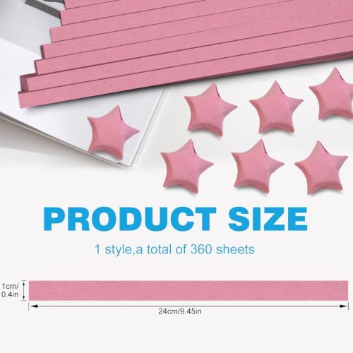 FoDau770 Solid Color Star Paper Strips - 360 Sheet, Pastel Pink