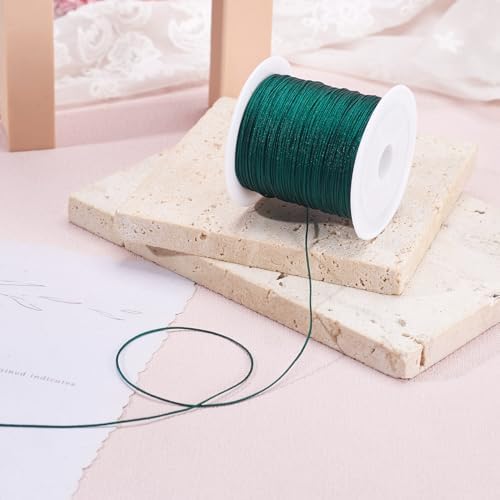 Nylon String for Bracelets, 0.6mm Nylon Cord Nylon Beading Thread 43 Yards Friendship Bracelet String Chinese Knotting Cord for Kumihimo Necklaces Tassels Jewelry Crafts (Dark Green)